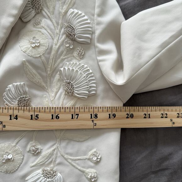 Anthropologie x Pankaj and Nidhi Blazer Floral Embroidered Freya White XS - Picture 9 of 13